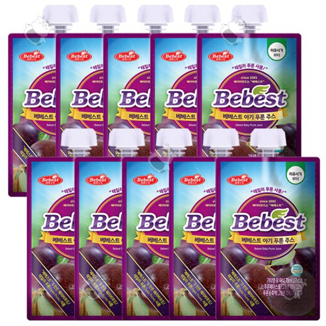 베베스트 아기푸룬주스 10팩 / 테일러푸룬 아기주스 아기퓨레, 1박스, 700ml