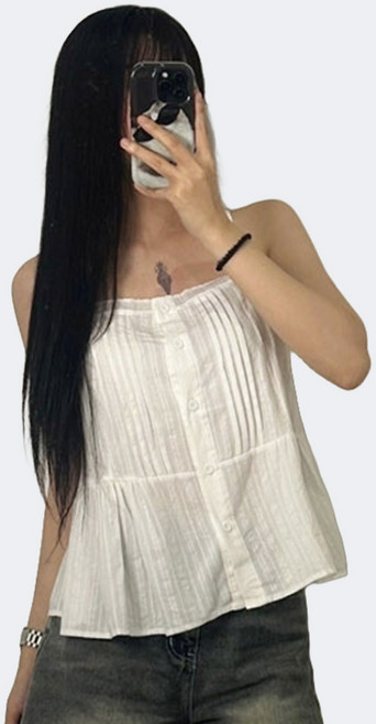 플레어 펀칭 포인트 스퀘어넥 나시 뷔스티에 레이어드 민소매