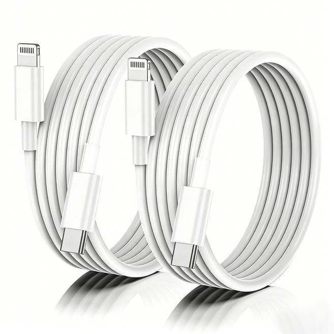 넥스차지 아이폰 8핀 고속 충전케이블 PD, 2개, 흰색, 2m