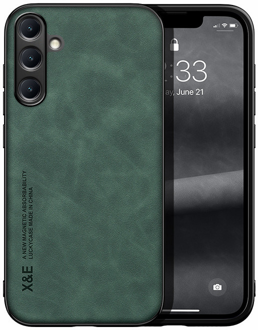 럭셔리 마그네틱 가죽 휴대폰 케이스 삼성호환 갤럭시 M35 5G Sumsung M SM-M356B/DS 6.6 인치 후면 커버, 01 For 삼성호환 M35 5g, 01 Green, 1개