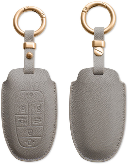 트니르 현대 호환 천연소가죽 차키케이스 그랜져 싼타페 넥쏘 팰리세이드 쏘나타 더뉴 차량용품 선물포장, 현대A타입(7버튼), 에토프그레이