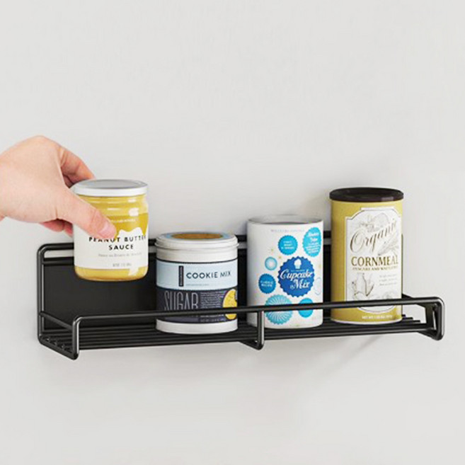 무타공 자석 냉장고 현관 다용도 수납선반, 1개, 블랙 대형, 1