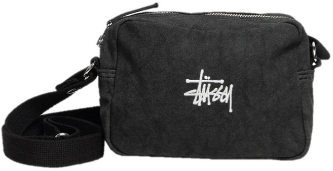 스투시 캔버스 크로스백 사이드 파우치 워시드 블랙