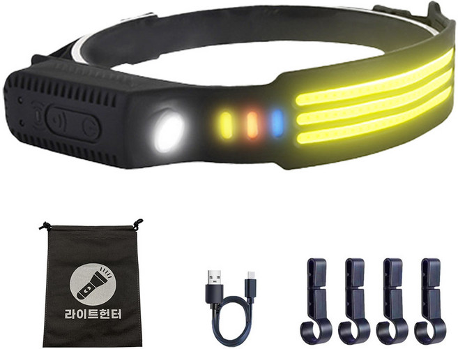 스파이더맥스 모션센서 밴드형 헤드랜턴 작업용, 1개, 3줄 헤드랜턴