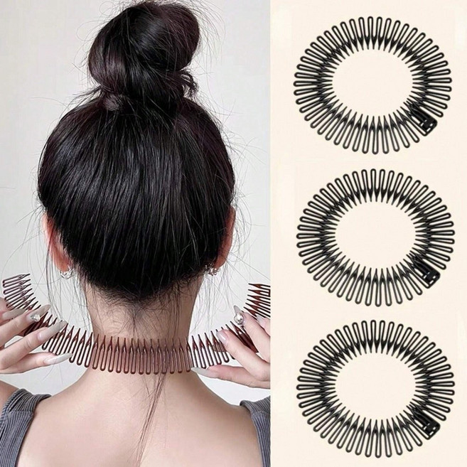 2개/3개/4개 구성 와이드 잔머리 머리띠 탄성 빗살 헤어밴드 앞머리 고정 빗핀