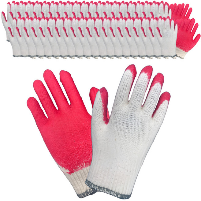 포유나라 반코팅 면장갑 레드 목장갑 고급 코팅장갑 작업용 장갑, 300개, 레드_화이트_목장갑