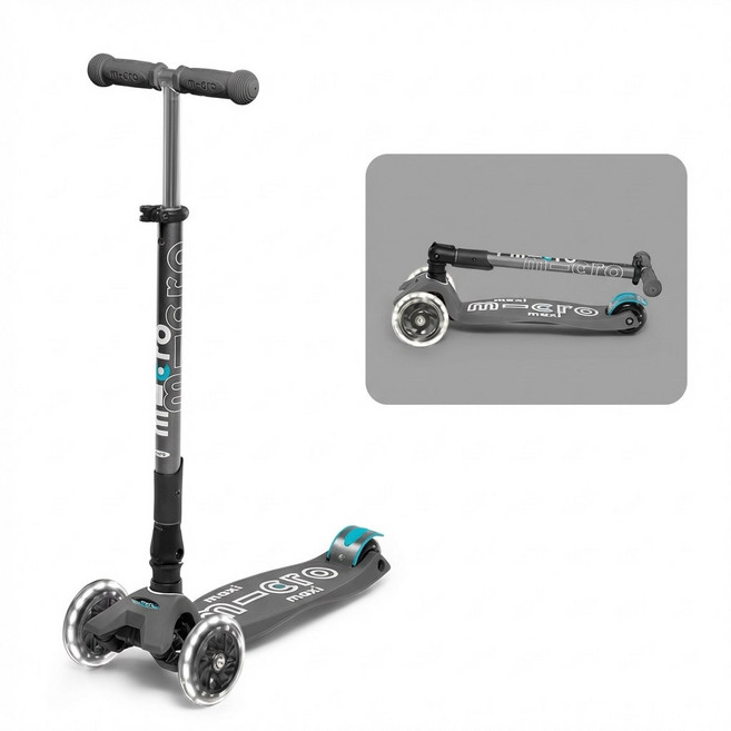마이크로킥보드 맥시T 폴더블 LED 킥보드 69x24x56cm 1개, 화산재 그레이
