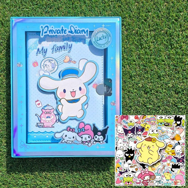 산리오 라부부 빙글빙글 다이어리 다꾸 어린이 초등학생 어린이날 크리스마스 선물, 1개, 시나모롤 하늘