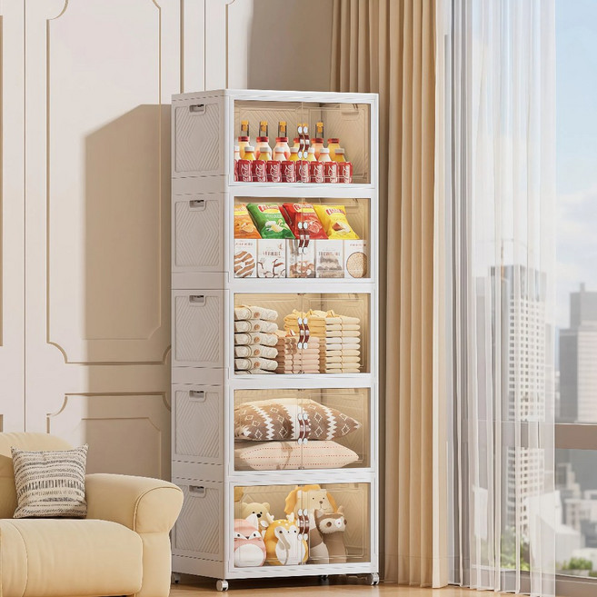 YEAAYE 대용량 리빙박스 가정용 다용도 이동식 폴딩 수납 정리함 JG202, 화이트