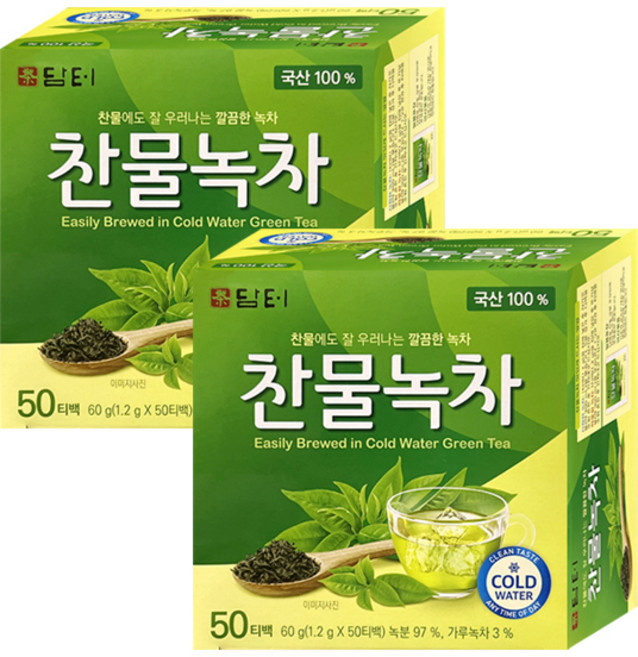 담터 찬물녹차, 2개, 50개입, 1.2g