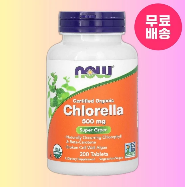 나우 푸드 유기농 인증 클로렐라 500mg 200정 1개 - 쿠팡