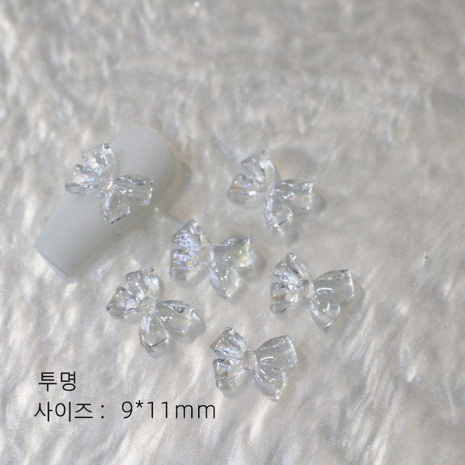 유니스뮬라 네일파츠 영롱한 글리터 리본파츠 네일리본, 50개, 투명