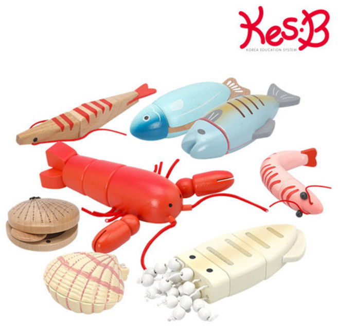 [캐스B] 플레이 빅토리아 씨푸드파티(2251) 원목 자석자르기 시장 물고기 생선 소꿉놀이
