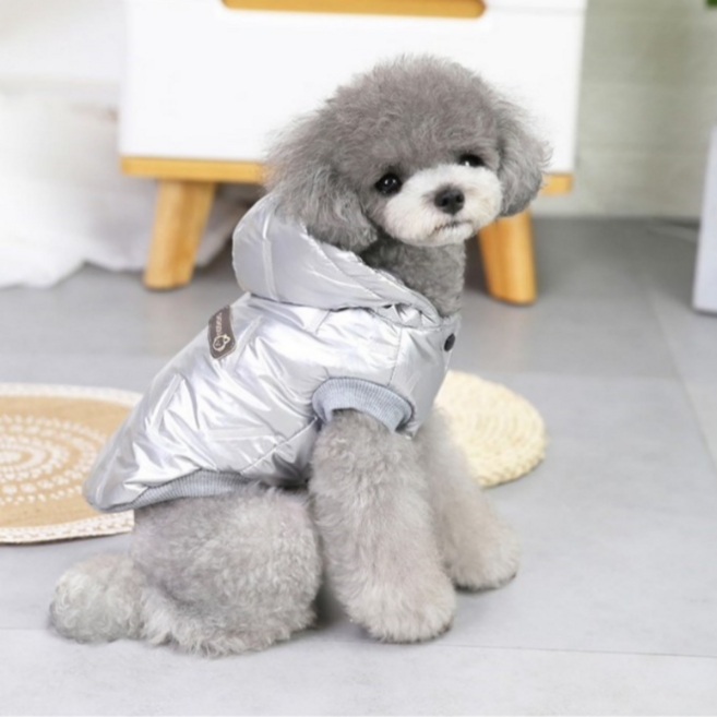 헬로마트 강아지 우주 후드 패딩 2종, 실버색상, 1개