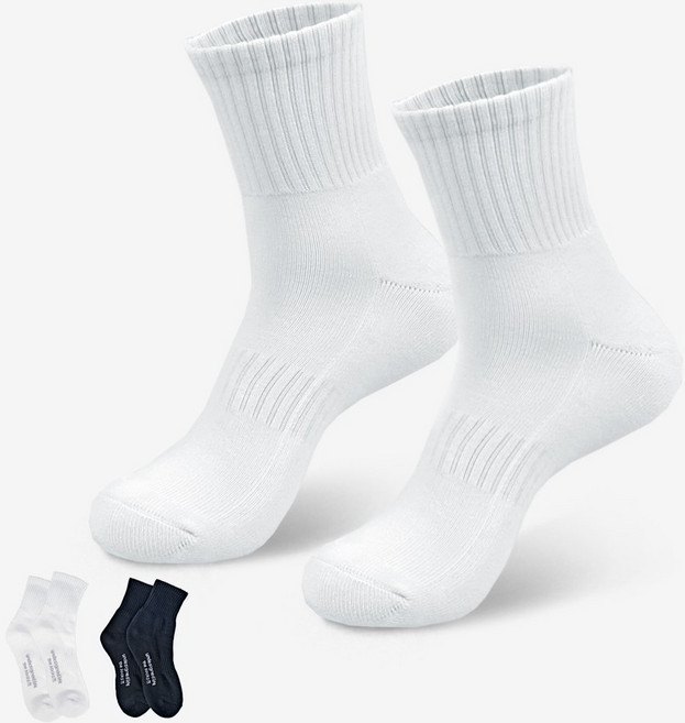 언디자인드라이프 스포츠 크루 양말 3켤레 고급 코마사 면 중목, 화이트 L 3켤레