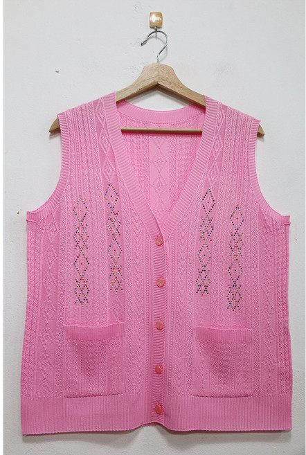 형제상회 할머니조끼 할머니옷 단추 니트 보석 무지 국산 0026SF13