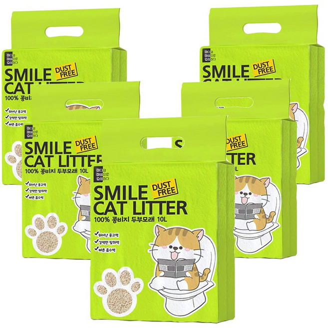 마마쇼 고양이모래 스마일 두부모래, 오리지널, 5개, 10L