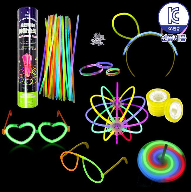 로앤제이 KC인증 야광팔찌 100매입 고급형 8시간 7색, 1개, 필수세트