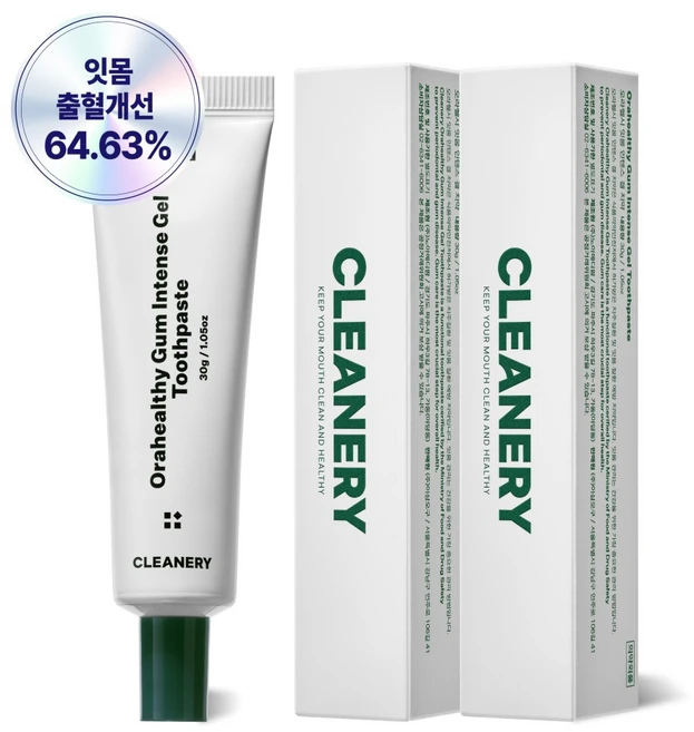 클리너리 오라헬시 잇몸 인텐스 겔 치약 잇몸 질환균 99.9% 억제 잇몸출혈개선, 2개, 30ml - 쿠팡