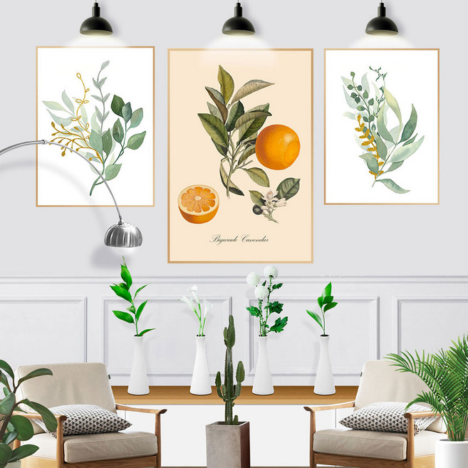 백앤아트 과일그림액자 15종 과일 포스터 사진액자 북유럽풍 상큼한 과일액자 오렌지액자 귤 캔버스 그림액자, 캔버스액자-오렌지 15