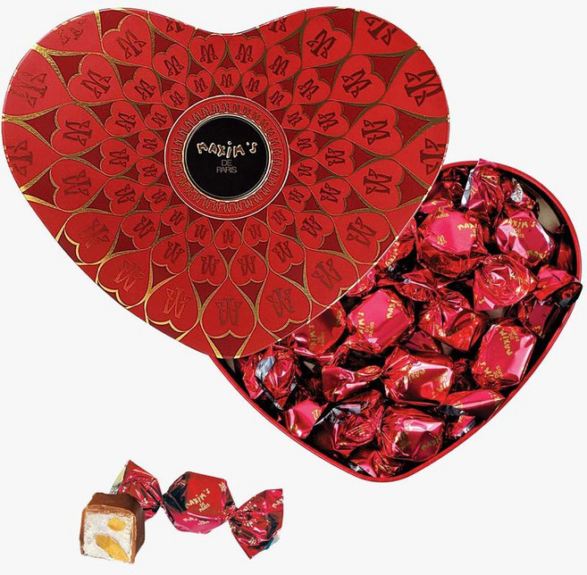 프랑스 맥심 드 파리 Maxim’s de Paris 밀크 초콜릿 & 누가 레드 하트 초콜릿 셀렉션 90g, 6개