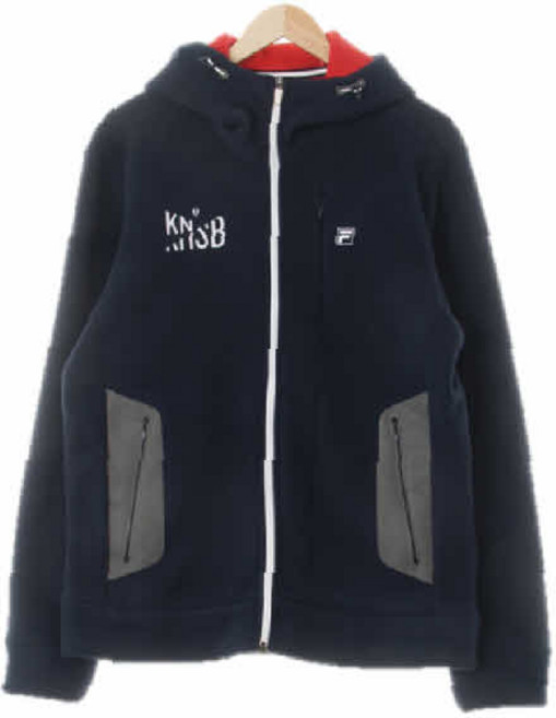 6556 FlLA 네이비 레드배색후드플리스집업 [100]