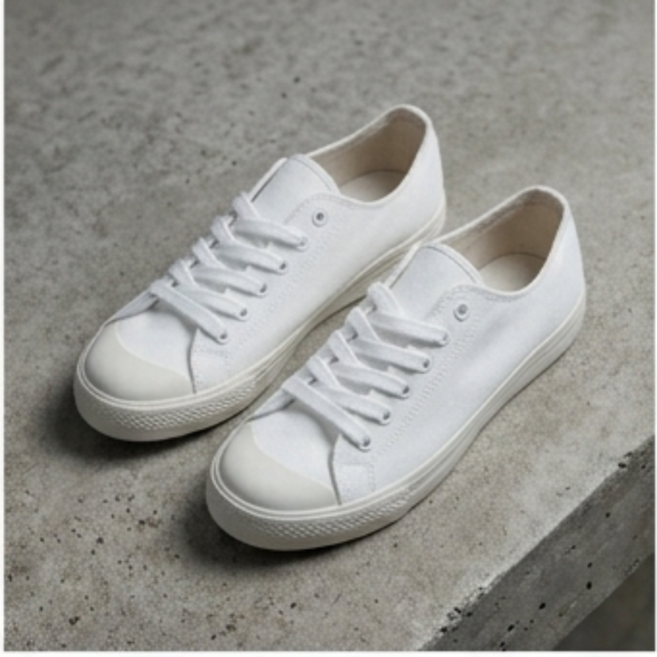 經典帆布鞋 綁帶設計 白色