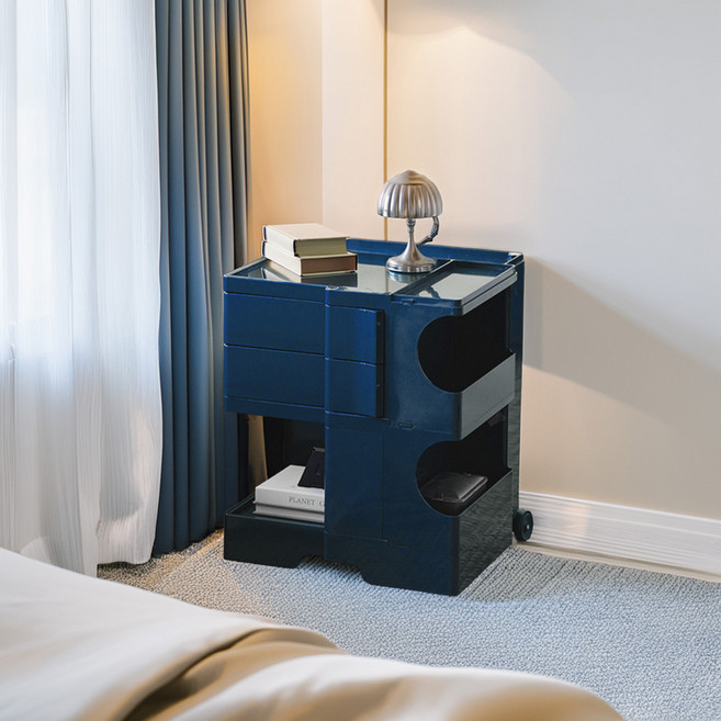 [리비니아] 바비 이동식 수납 회전서랍 빙그리 트롤리 9Colors, 2단, 네이비(딥블루)