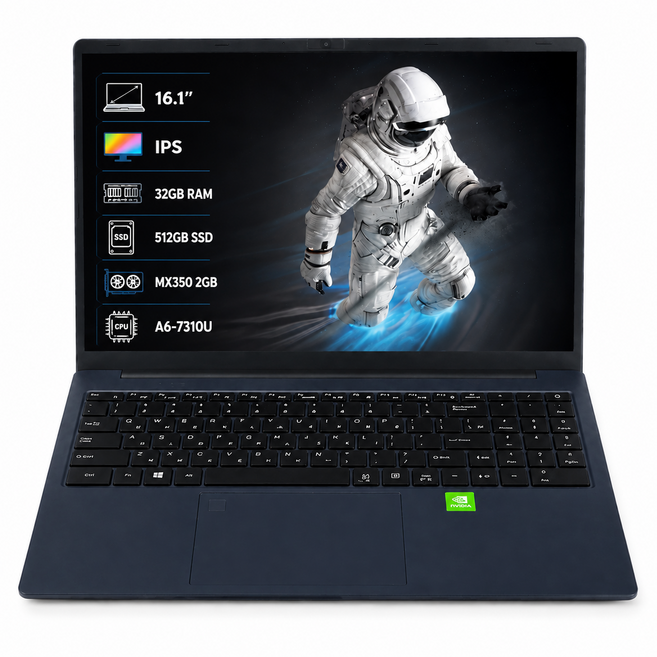 2026년 신형 16.1인치 대화면 노트북 32GB RAM 512GB SSD IPS 디스플레이 인강 사무용 가성비 노트북, AMD A6-7310U, WIN10, 딥블루