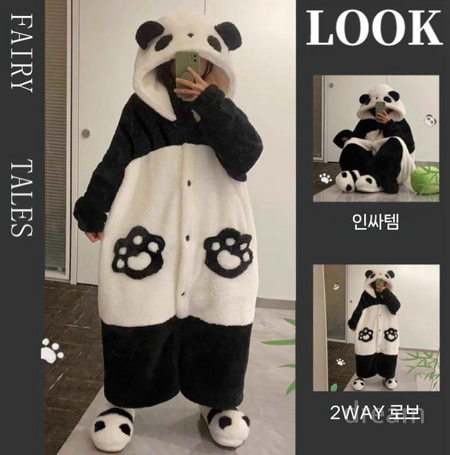 두꺼운 겨울 동물잠옷 수면웨어 홈웨어 극세사