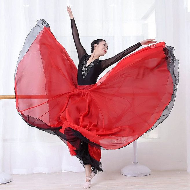 풀치마 투톤 배색 입시용 공연 워십복 무용 디스라인