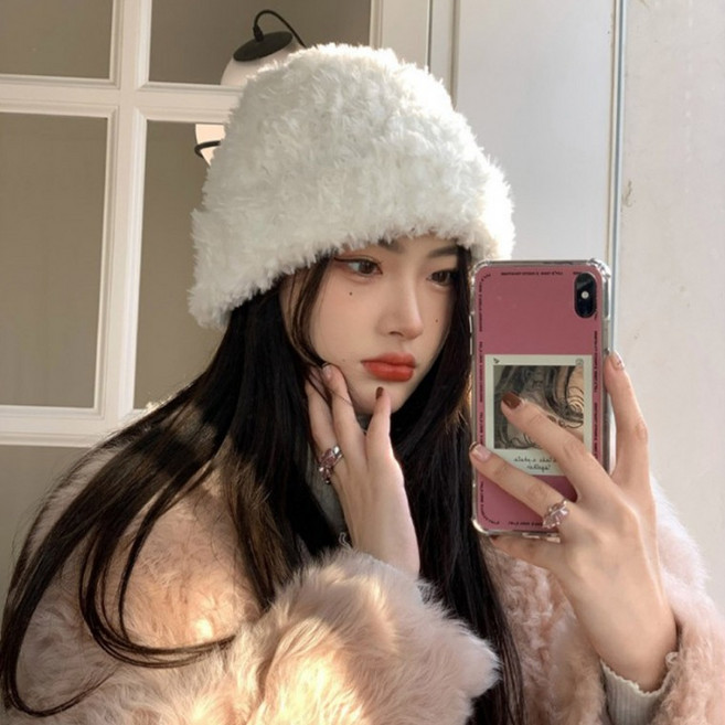 미즈코스 복슬 털 알파카 루즈핏 비니 모자 퍼 벙거지 러시아 버킷햇 알래스카 햇