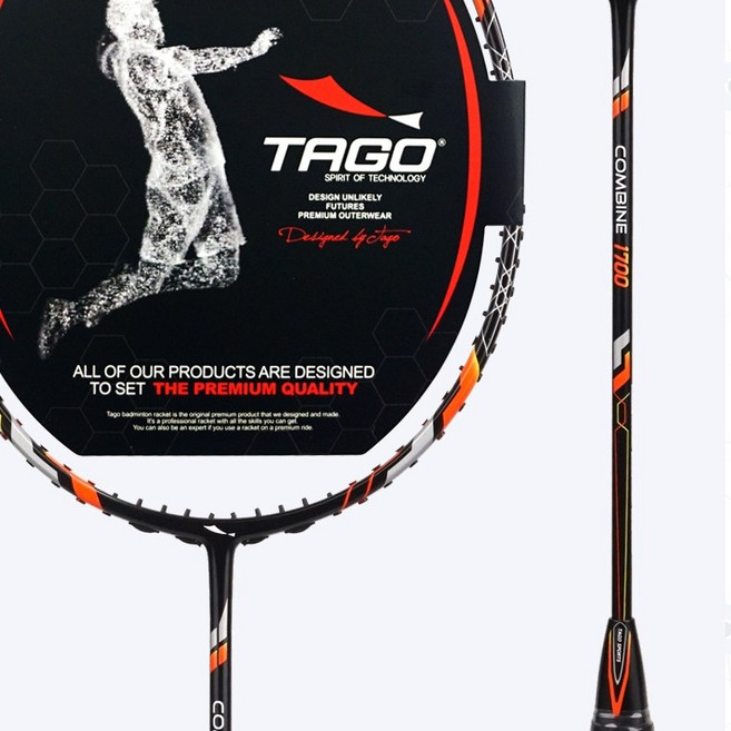 TAGO 타고 COMBINE 1700 컴바인1700 카본 배드민턴 라켓, 트라이온 파워필101(고반발력/단단함/경쾌한타구감), 23 파운드, 1개