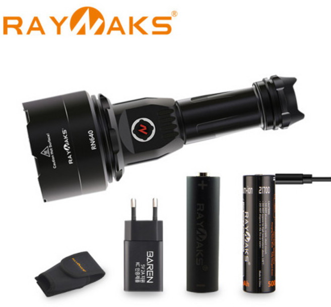 레이낙 4300루멘 손전등 후레쉬 세트 RN-640, 풀세트 (배터리와충전기포함), 1개