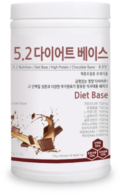 5.2 다이어트베이스 750g 초코맛 체중조절용 다이어트쉐이크, 1개, 상세 설명 참조 - 쿠팡