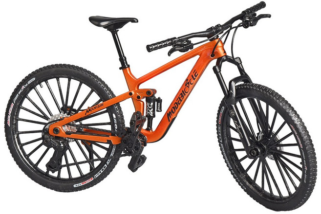 링비츠 자전거 모형 미니어처 다이캐스트 인테리어 장식품 BM08, 풀 서스펜션 MTB-오렌지