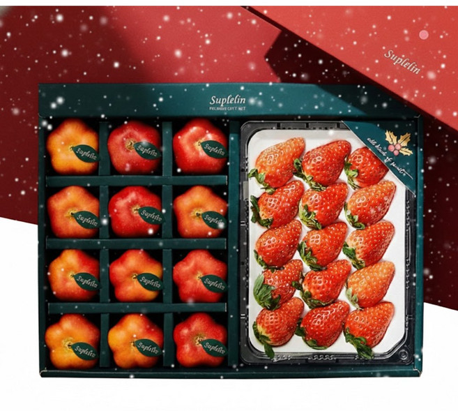 [수플린] "베리앤모어" 딸기와 별사과의 만남 (총 1.2kg 이상) 선물세트 생일 명절, 1개