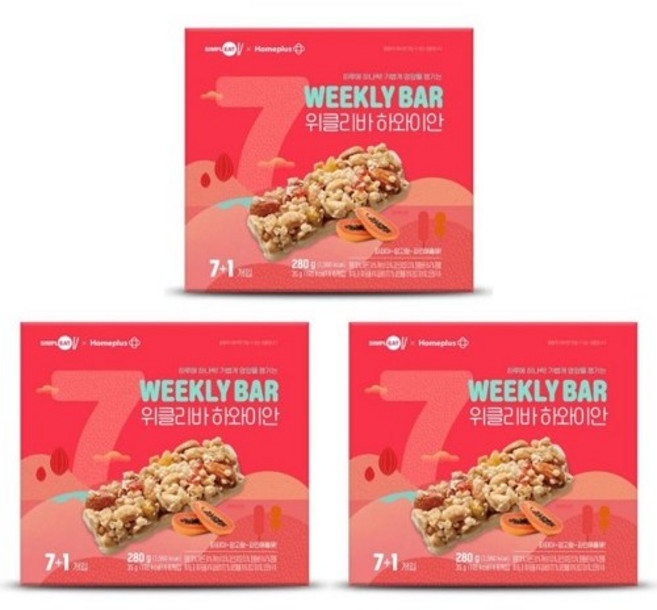 홈플러스 시그니처 위클리바 하와이안 35g*8입 3개, 35g