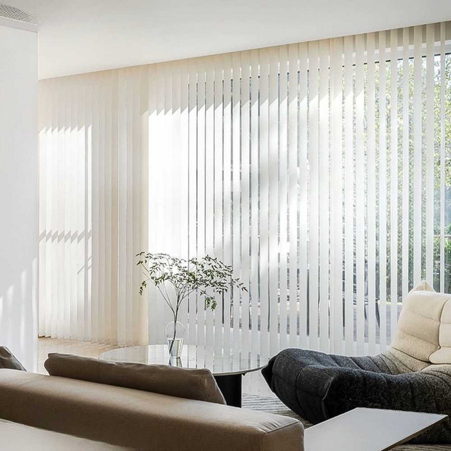 Haru 세로버티컬 버티칼블라인드 블라인드 거실 아파트베란다, 반차광 카키 러프 그레인