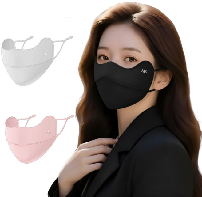 NICKKIM 닉킴 자외선차단 마스크 1+1 골프마스크 얼굴햇빛가리개, 그레이 + 핑크, 1세트