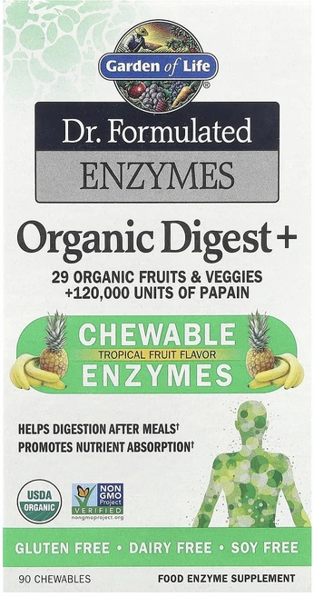 Garden of Life Dr. Formulated 효소 Organic Digest + 열대 과일맛 츄어블 90정, Garden of Life Dr. Formulat..., 1개 - 쿠팡