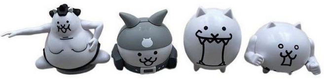 냥코대전쟁 피규어 고양이 도둑 스모 세뇌된 빌더 4종 장식 소품 가챠, 4종 세트(ABCD모델), 벌크 모델