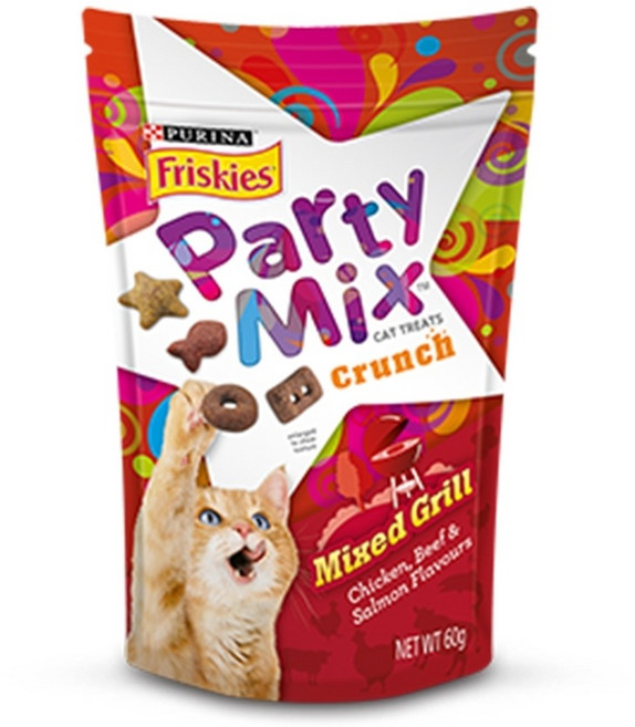 Friskies 喜躍 PartyMix 香酥餅 60g 貓零食, 1個, (紅包裝), 炙燒烤肉
