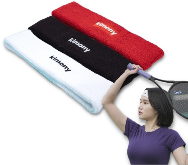 키모니 스포츠 헤어밴드 3p 세트 6색상, 1세트, 흰색+검정+레드