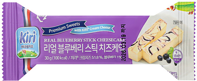 [끼리] 리얼스틱 치즈케익 30g 블루베리, 1개