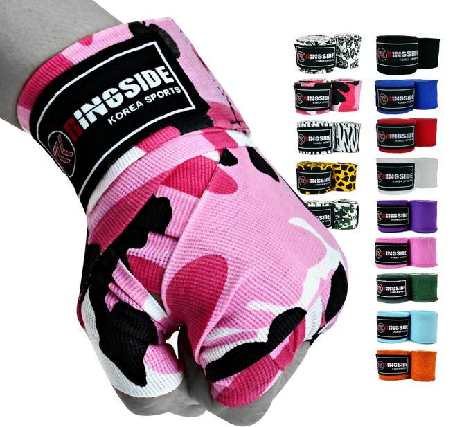 링사이드코리아 마이스터 복싱핸드랩 반신축 멕시코 스타일 권투 스트랩 주니어 이너 붕대 1쌍, 핑크카모, 3.5m