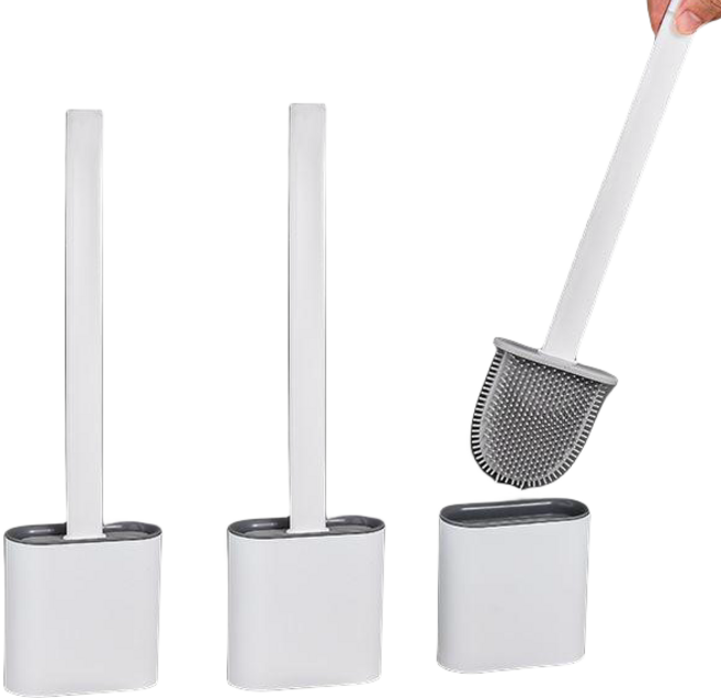 웨이타오 심플한 실리콘 변기솔 무타공 벽걸이 화장실 청소 브러쉬 틈새솔 사각지대없음, 3세트, 화이트