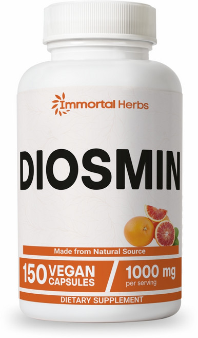 Immortal Herbs퓨어 디오스민 콤플렉스 베인 서포트 1000mg 디오스민 캡슐 150개 시트러스 바이오플라보노이드 풍부 과일 추출물 75일 공급 100% 채식 비, 1개, 150정
