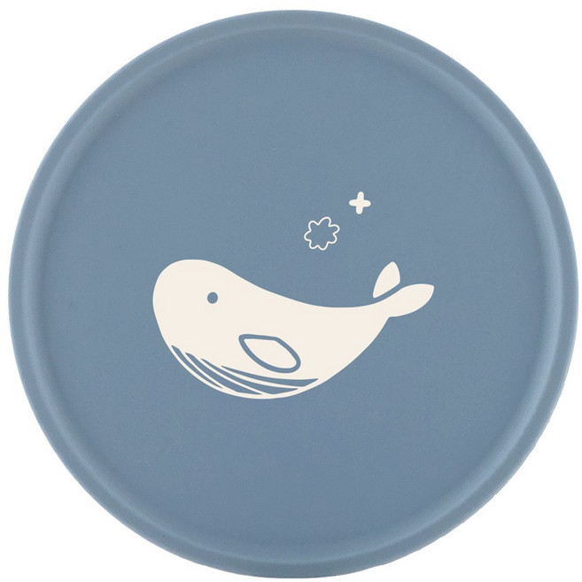 국산 플라이토 실리콘 프린팅 라운드 컵받침 10.5cm (국내생산), 1개, 고래 마린블루