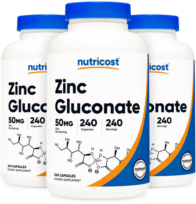 뉴트리코스트 징크 아연 글루코네이트 50mg 240캡슐, 240정, 3개
